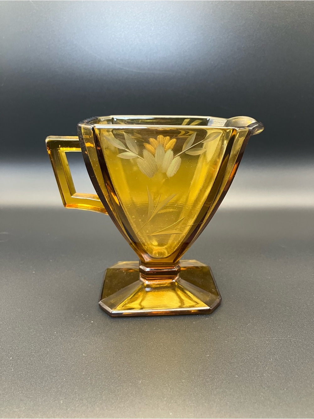 Vintage Art Deco Cut Flower Creamer Amber